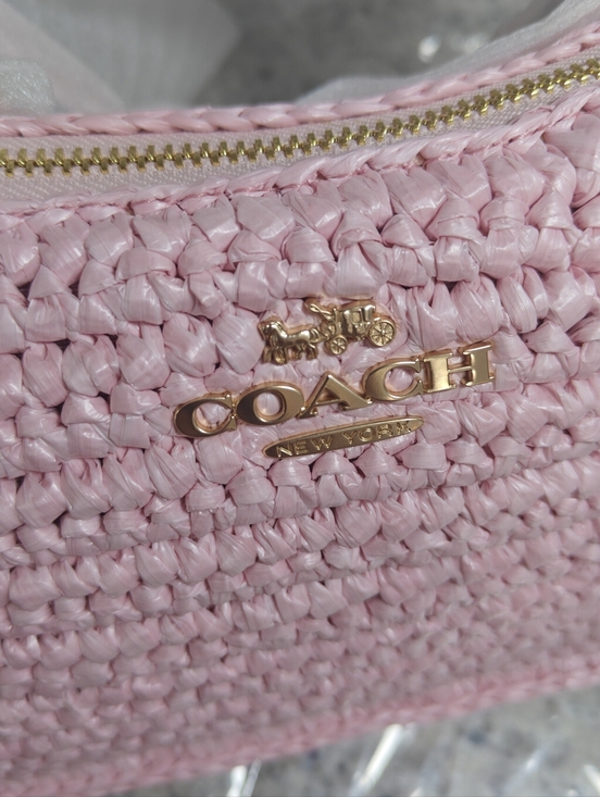 Coach Teri Shoulder Bag (Straw, Cherry Blossom, Pink) - Picture 10 of 13